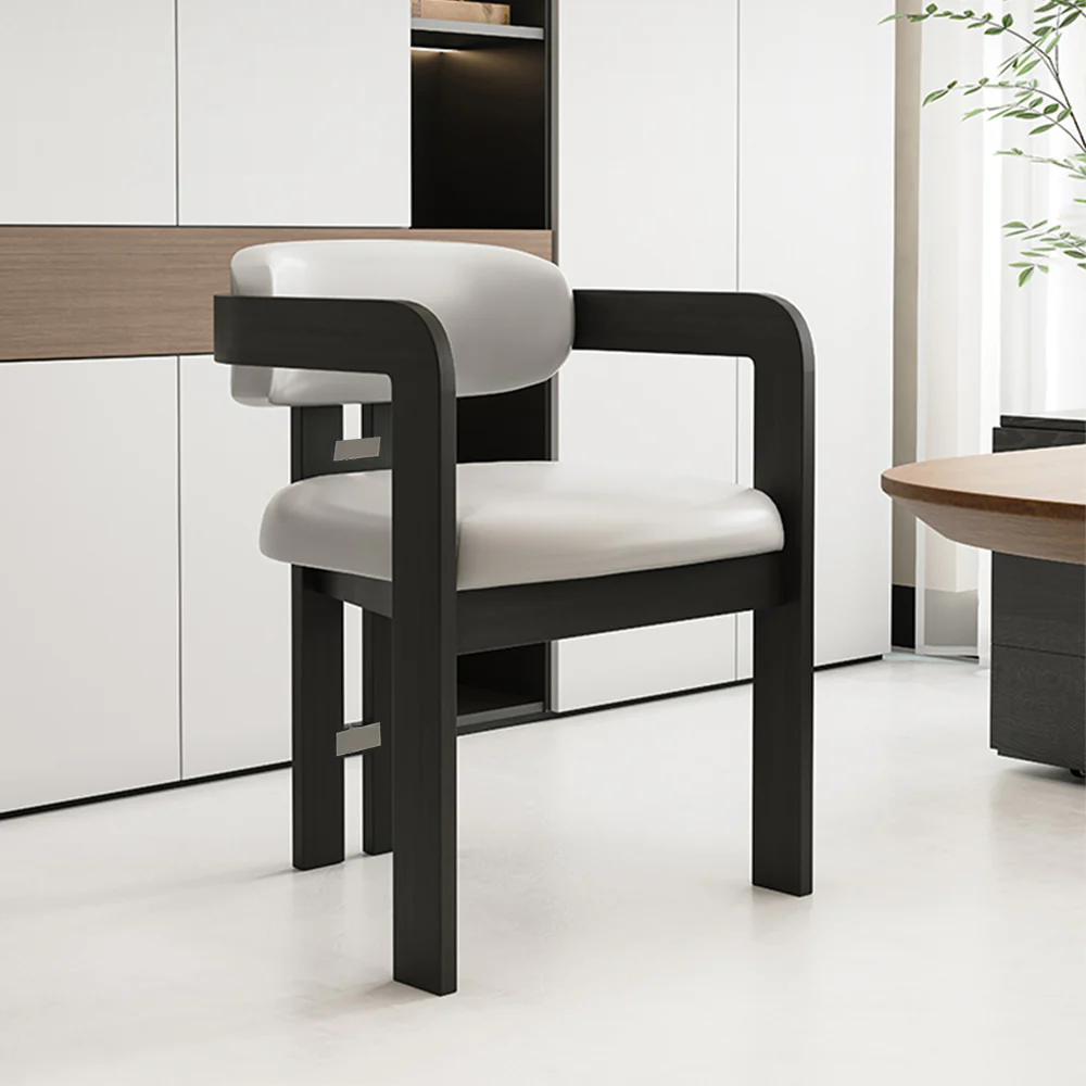 LIVARA DC1145 Faux Leather Fabric Dining Chair Solid Wood Frame - Image 2