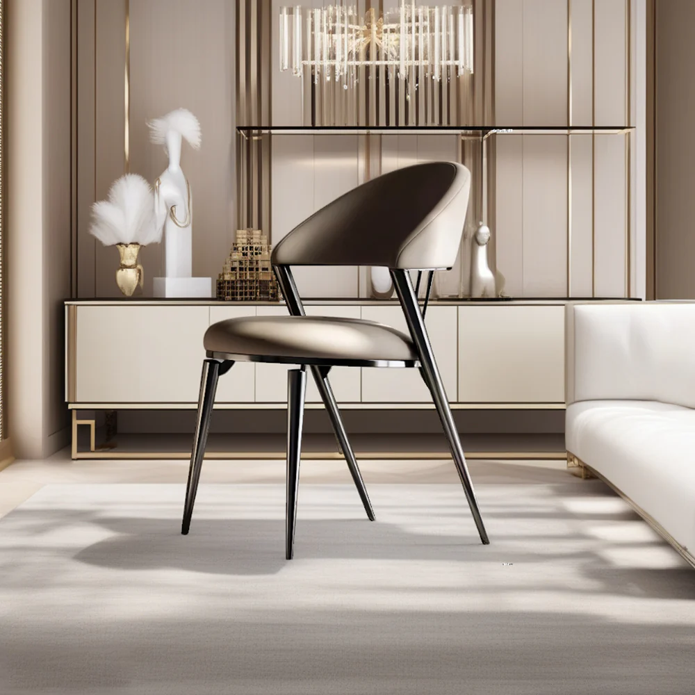 LIVARA DC1146 Faux Leather Fabric Dining Chair Carbon Steel Legs - Image 2