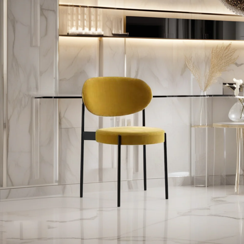 LIVARA DC1147 Velvet Fabric Dining Chair Carbon Steel Legs - Image 2