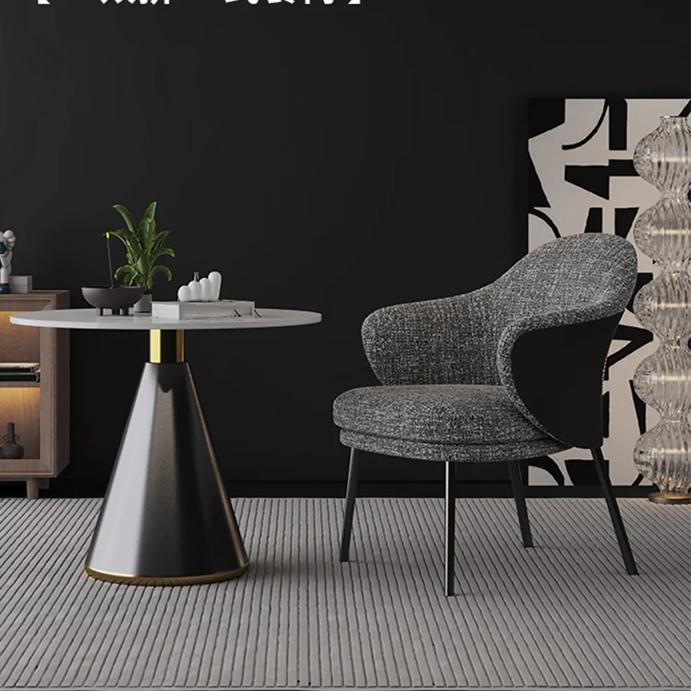 LIVARA DC1148 Cotton-linen Fabric Dining Chair Carbon Steel Legs - Image 2