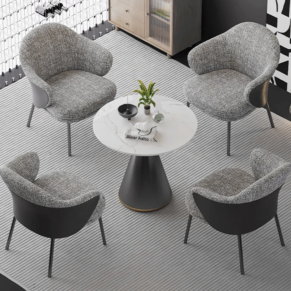 LIVARA DC1148 Cotton-linen Fabric Dining Chair Carbon Steel Legs - Image 3