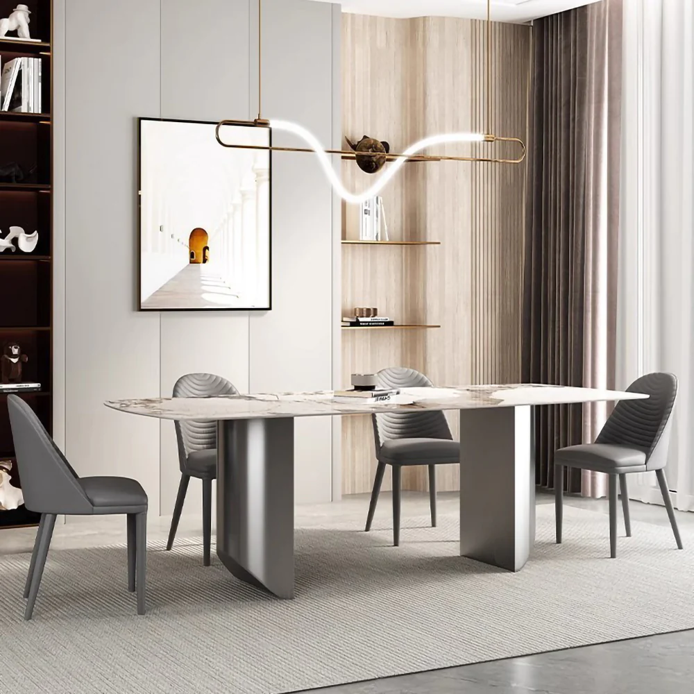 LIVARA DT1031 Modern Minimalist Style 140-160-180cm Sintered Stone Dining Table - Image 2