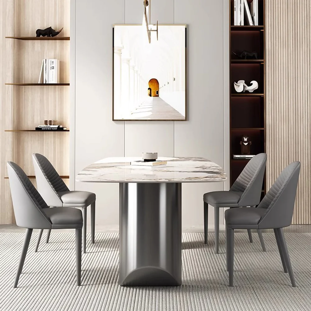 LIVARA DT1031 Modern Minimalist Style 140-160-180cm Sintered Stone Dining Table - Image 3
