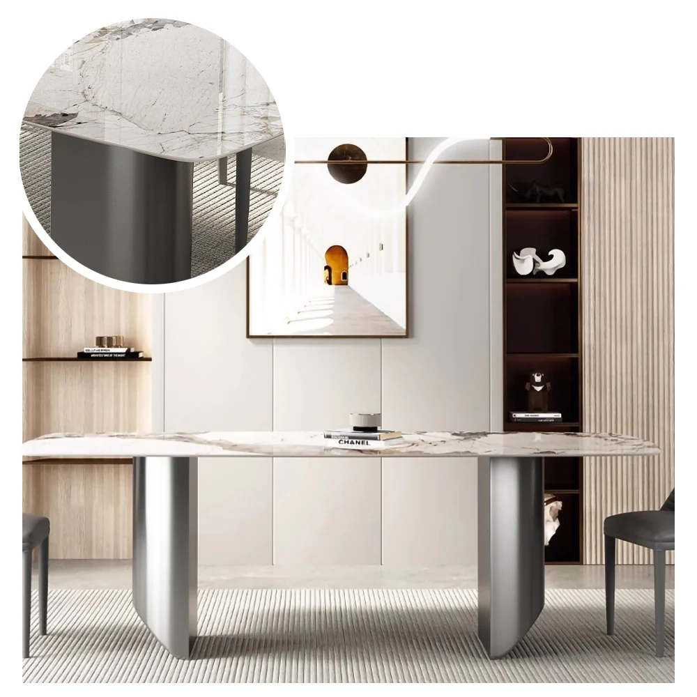 LIVARA DT1031 Modern Minimalist Style 140-160-180cm Sintered Stone Dining Table - Image 4