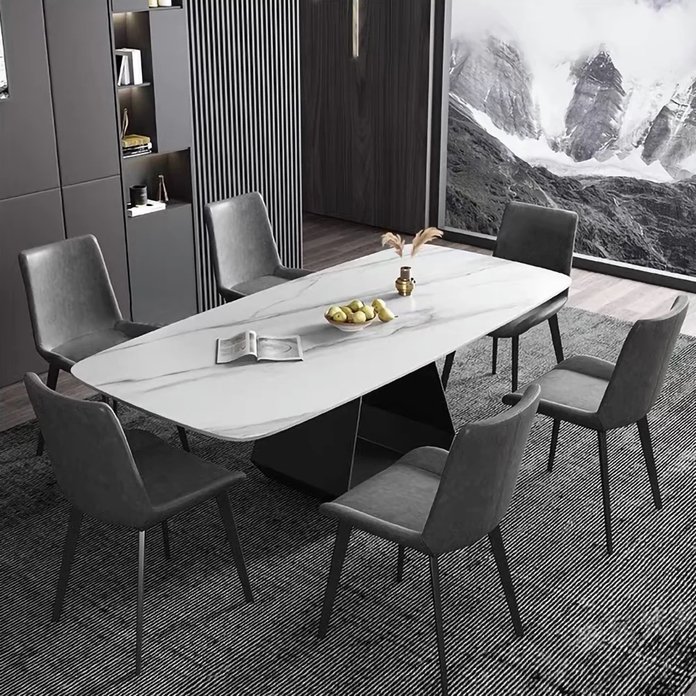 LUXORA DT1063 Modern Simplicity Style 130-140-160-180cm Sintered Stone Dining Table-White - Image 3