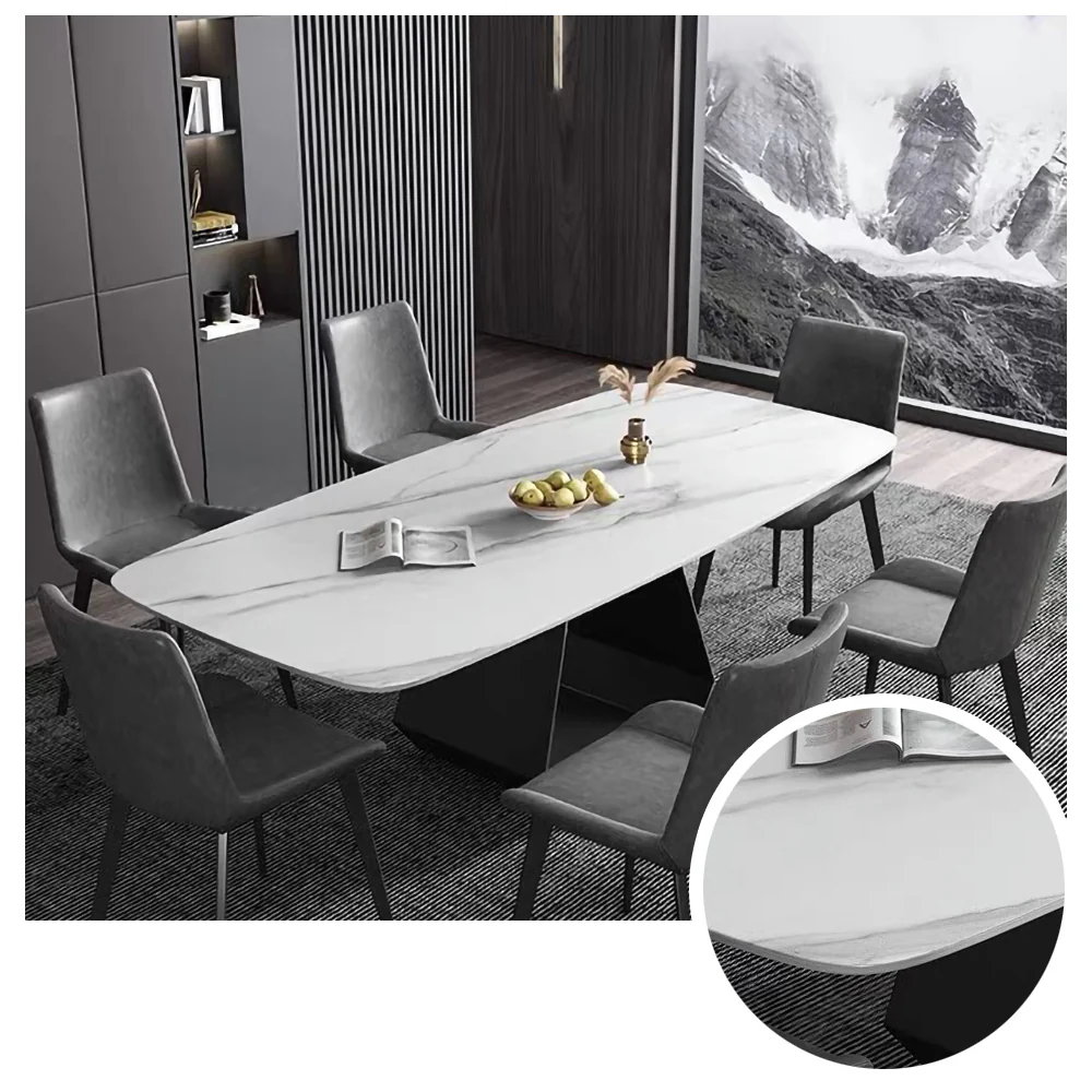 LUXORA DT1063 Modern Simplicity Style 130-140-160-180cm Sintered Stone Dining Table-White - Image 4