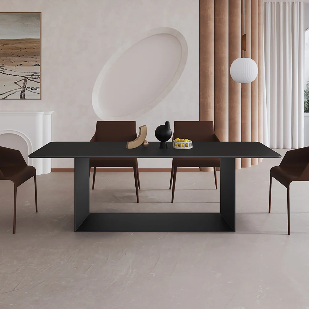 LIVARA DT1065 Modern Simplicity Style 140-160-180cm Sintered Stone Dining Table-Black - Image 3