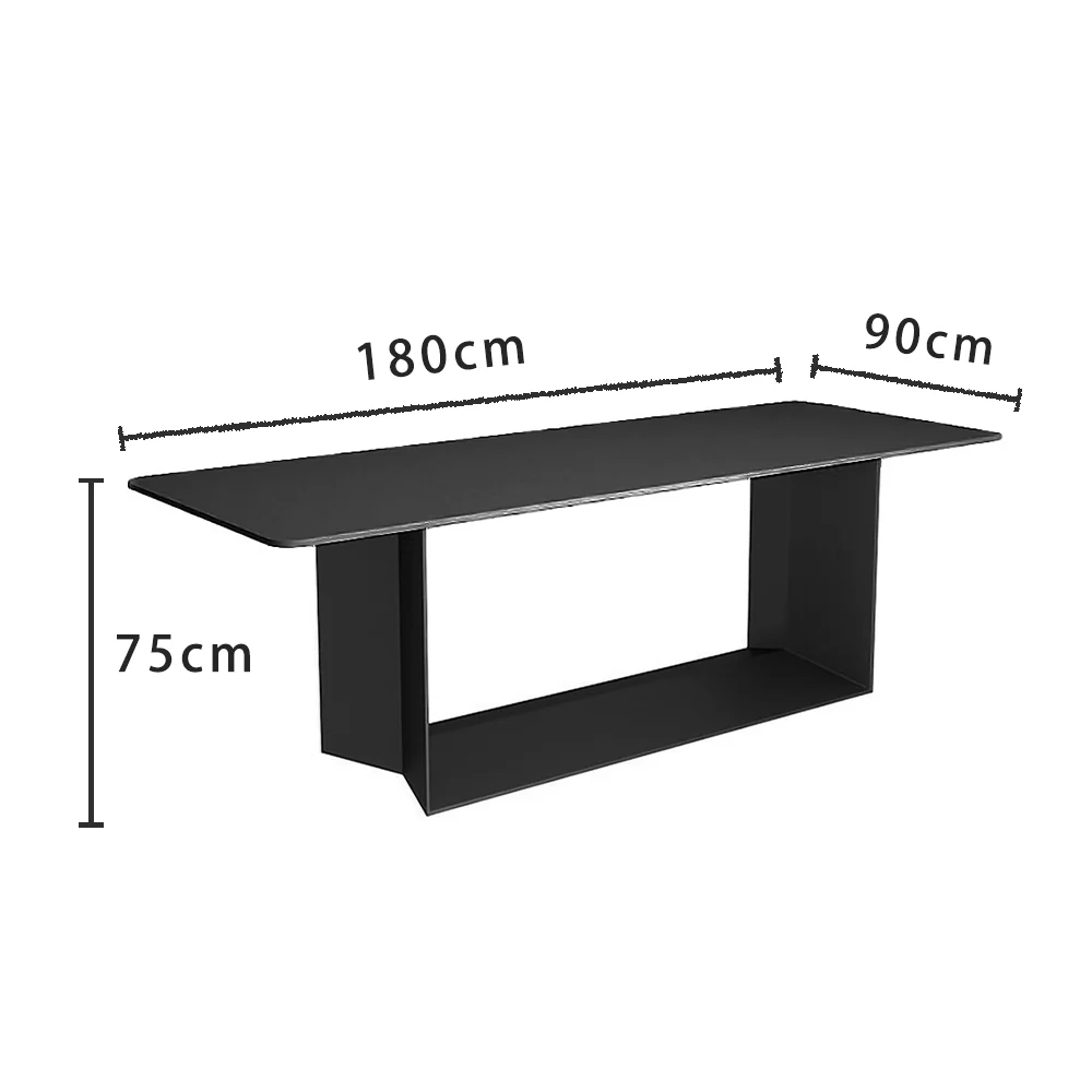 LIVARA DT1065 Modern Simplicity Style 140-160-180cm Sintered Stone Dining Table-Black - Image 7
