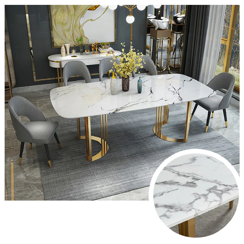 LUXORA DT1068 Light Luxury Style 130-140-160cm Sintered Stone Dining Table - Image 4