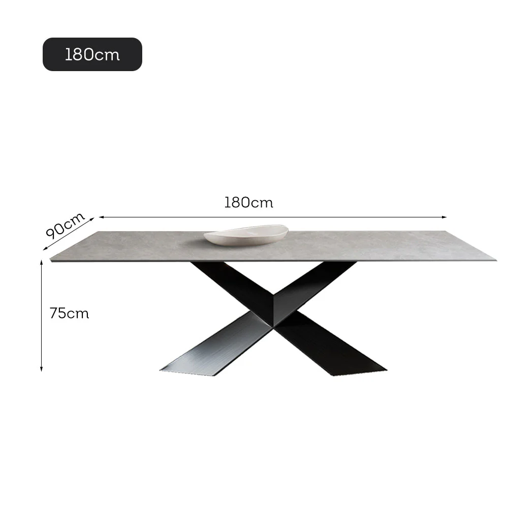 LIVARA DT1098 140/160/180cm Length Sintered Stone Tabletop Dining Table Carbon Steel Legs - Image 8