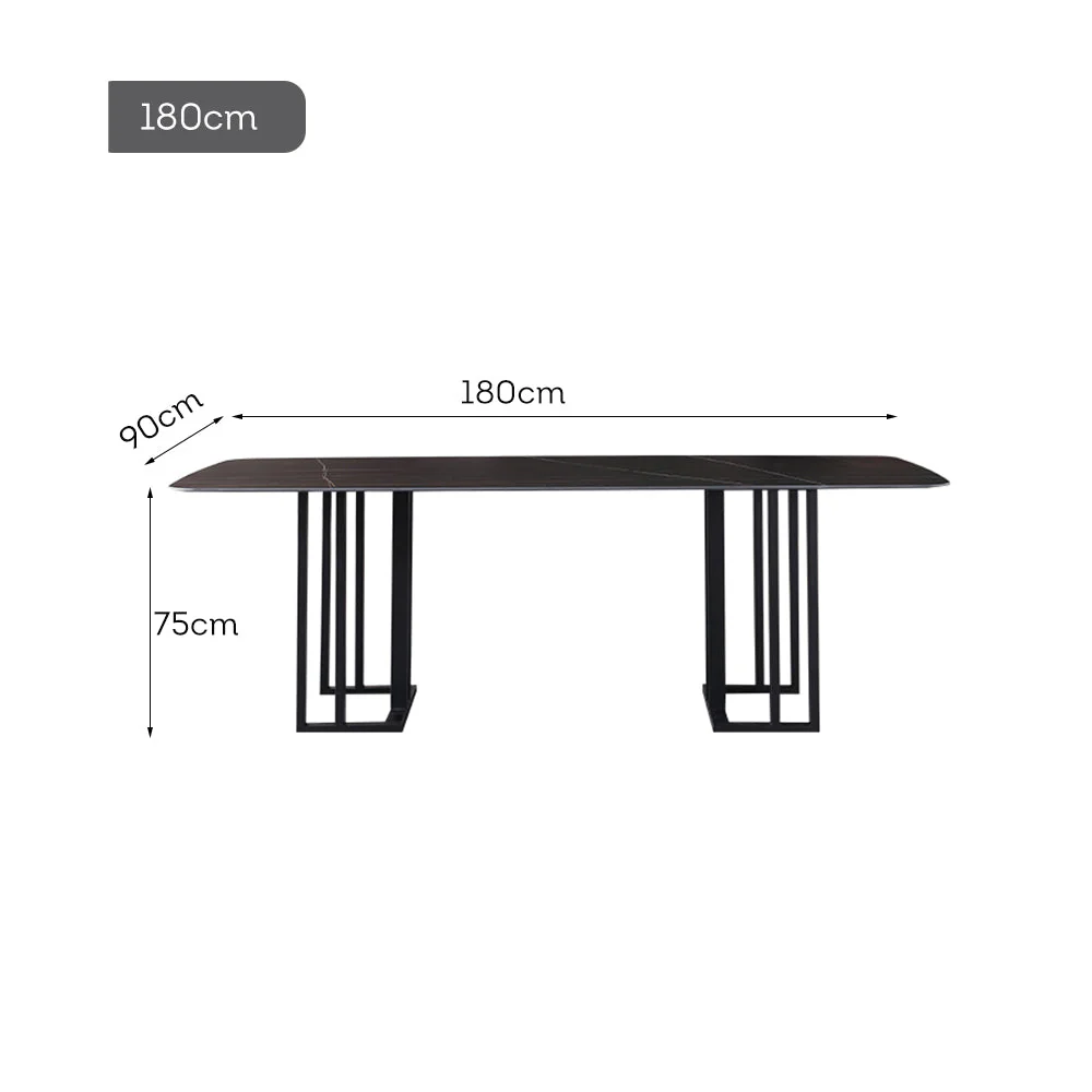 LIVARA DT1101 140/160/180cm Length Sintered Stone Tabletop Dining Table Carbon Steel Legs - Image 7