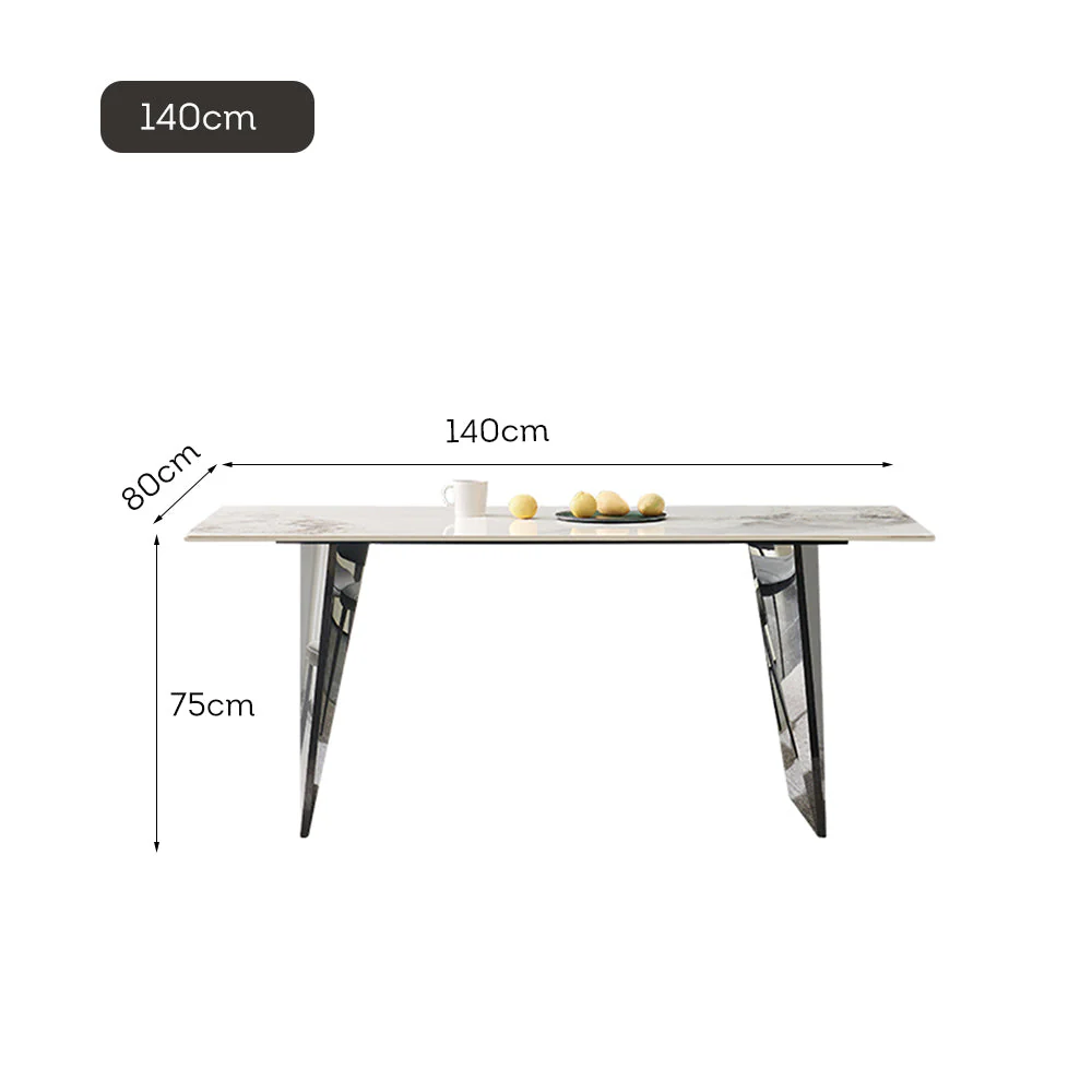 LIVARA DT1176 140/160/180cm Length 12mm Thickness Sintered Stone Tabletop Dining Table Stainless Steel Frame - Image 4