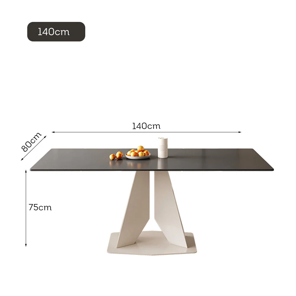 LIVARA DT1225 140/160/180cm Length Sintered Stone Tabletop Dining Table Carbon Steel Legs - Image 5