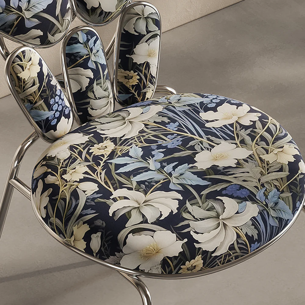 LIVARA EC1040 Floral Print Leisure Chair/Dining Chair Stainless Steel Legs - Image 4