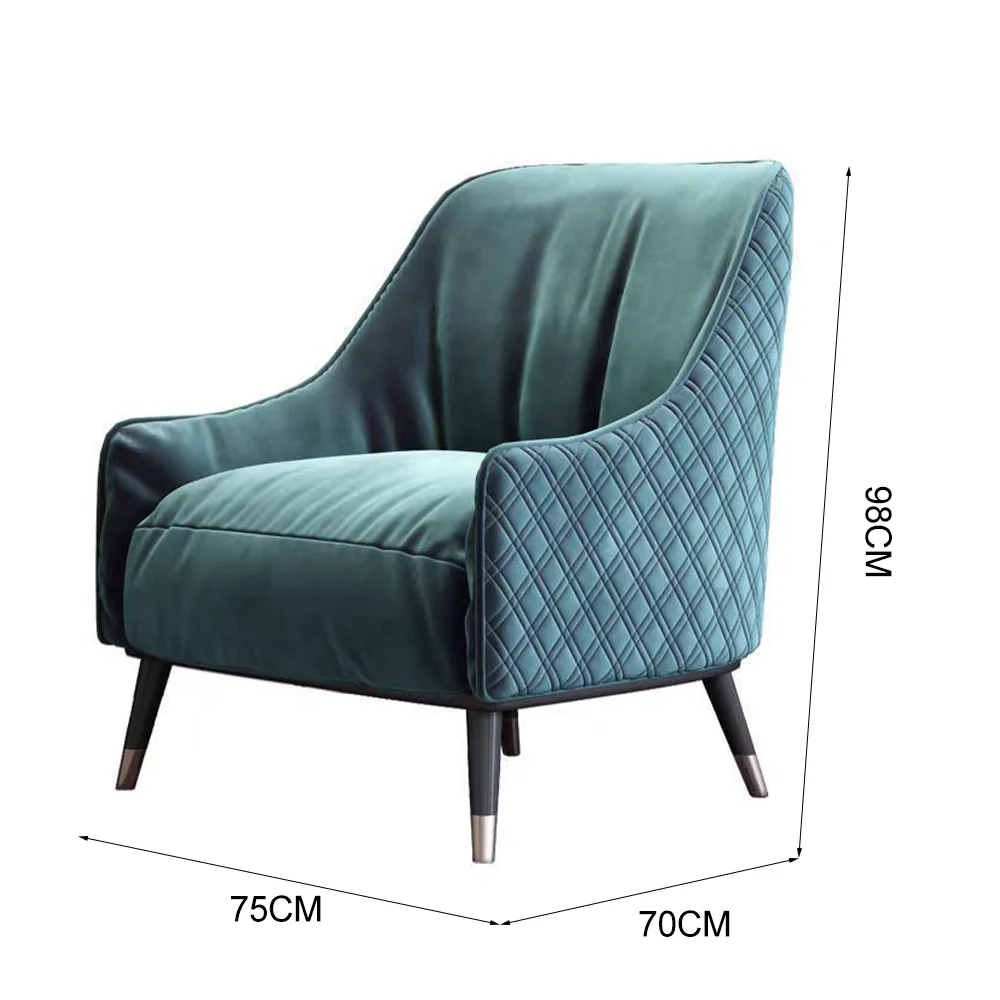 LIVARA EC1229 Simple Warm Carbon Steel & Pine Wood Velvet Fabric Leisure Chair - Image 5