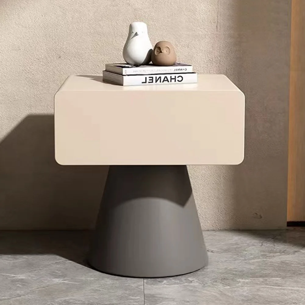 LIVARA NT1004 Modern Minimalist Style Nightstand With Simple Storage - Beige & Gray - Image 2