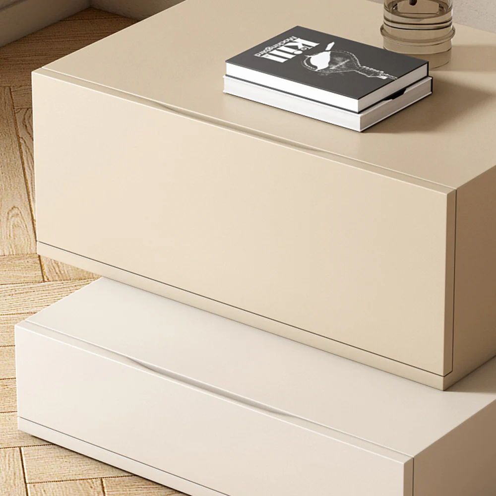 LIVARA NT1008 Minimalist-Style Bedside Table With Simple Storage And Compact Side Table - Apricot & Beige - Image 5