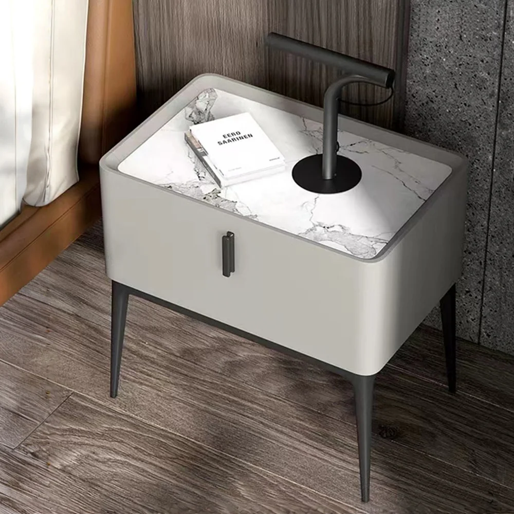 LIVARA NT1010 Modern Minimalist Style Bedside Cabinet With Sintered Stone Top - Image 3