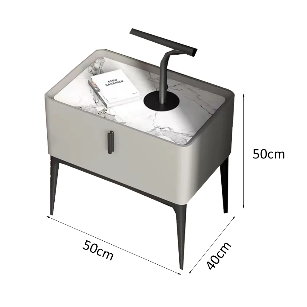 LIVARA NT1010 Modern Minimalist Style Bedside Cabinet With Sintered Stone Top - Image 5