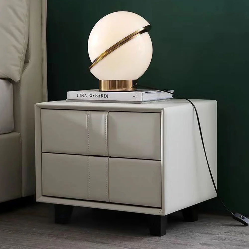 LIVARA NT1024 Modern Minimalist Style Upholstered MDF Bedside Table Small Side Cabinet - White - Image 3