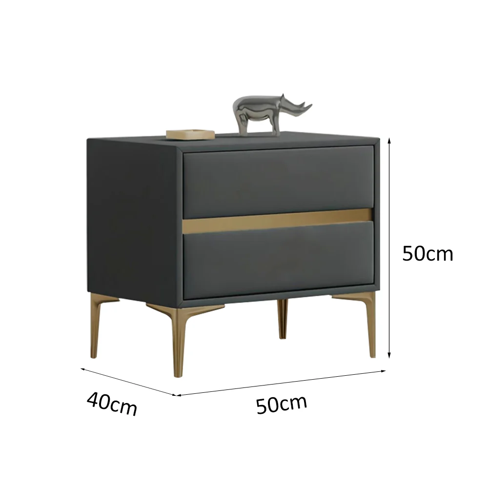 LIVARA NT1030 Modern Luxury Style Solid Wood Bedside Table / Faux Leather Side Table - Image 9