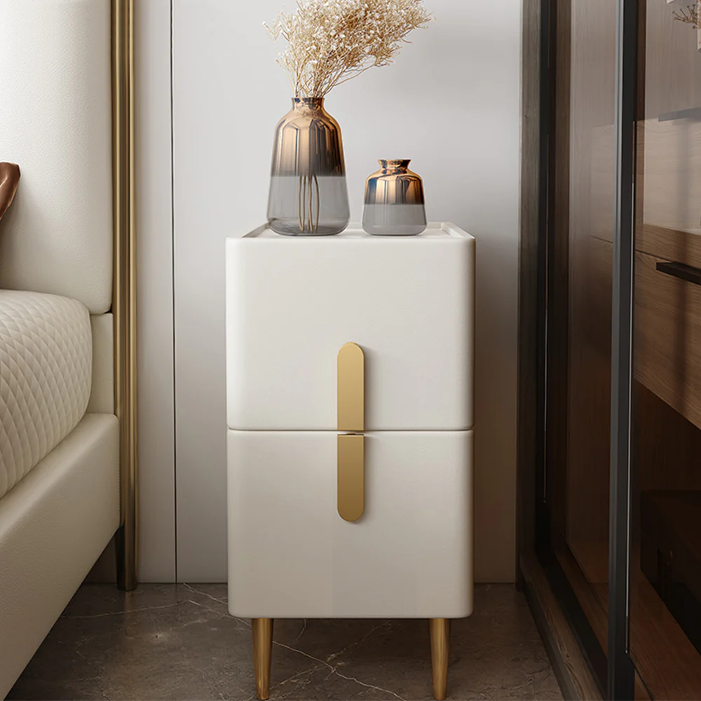 LIVARA NT1032 Modern Luxury Style MDF Mini Size Bedside Table With Sintered Stone Top / Small Side Table - Image 2