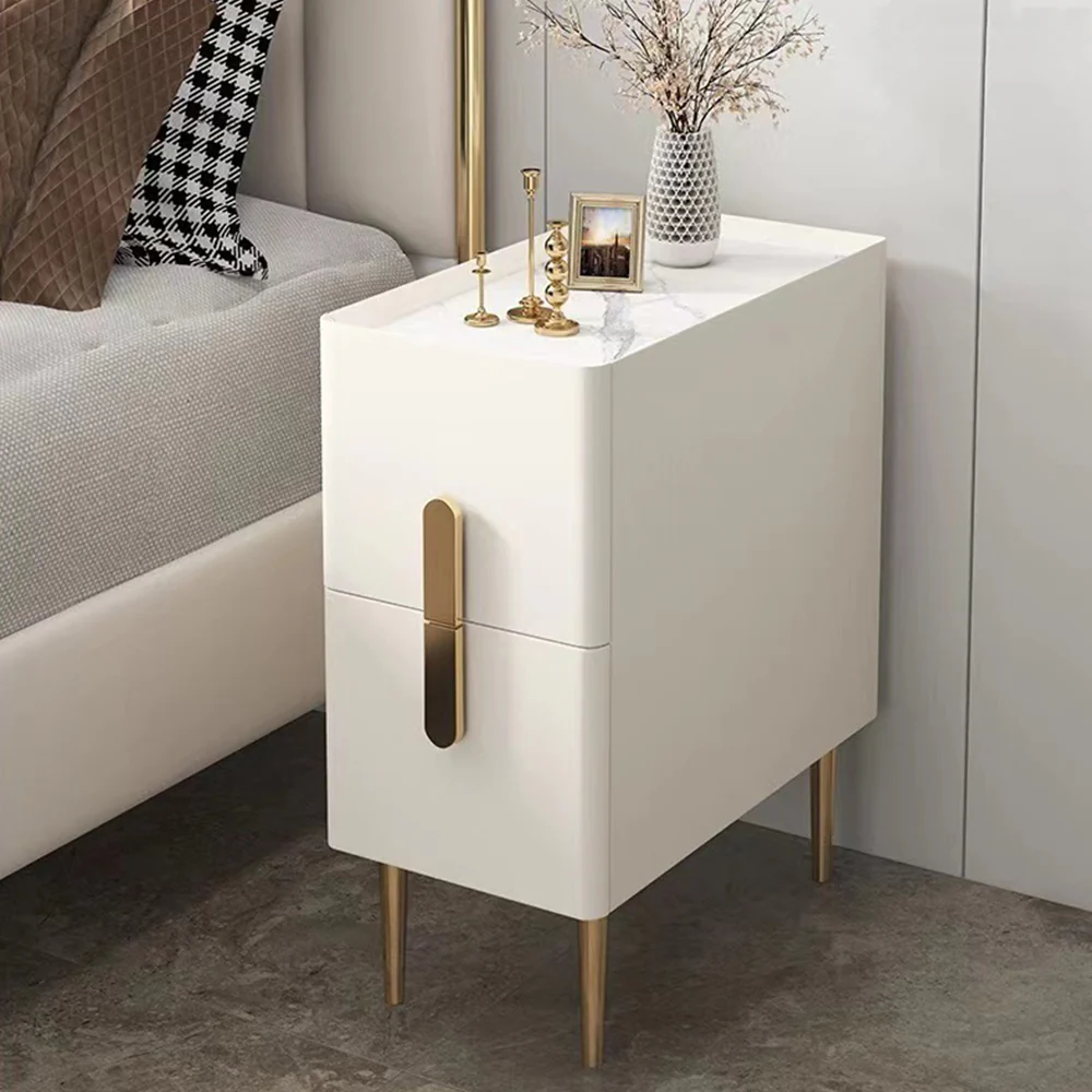 LIVARA NT1032 Modern Luxury Style MDF Mini Size Bedside Table With Sintered Stone Top / Small Side Table - Image 3