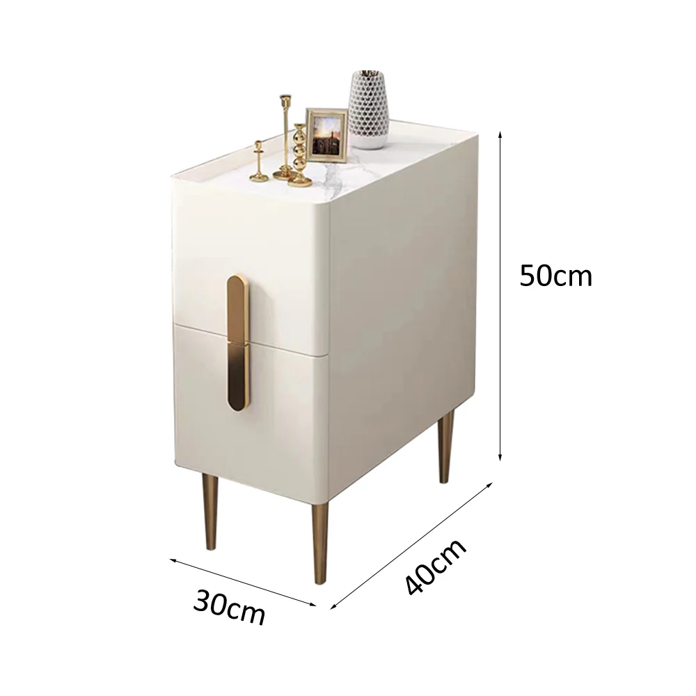 LIVARA NT1032 Modern Luxury Style MDF Mini Size Bedside Table With Sintered Stone Top / Small Side Table - Image 6