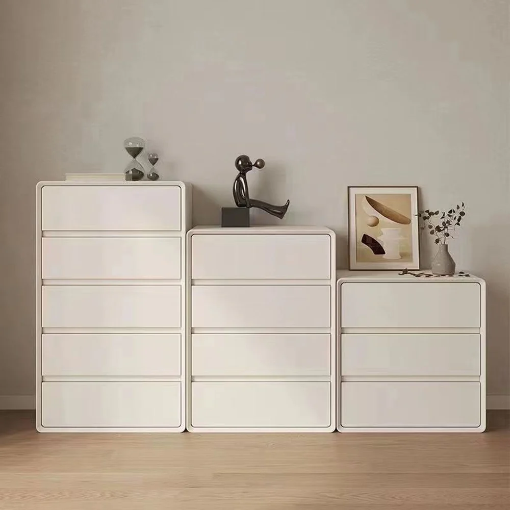 LIVARA NT1037 Faux Leather Surface Invisible Handle Silent Rail Solid Wood Leg Bedside Table - Image 2