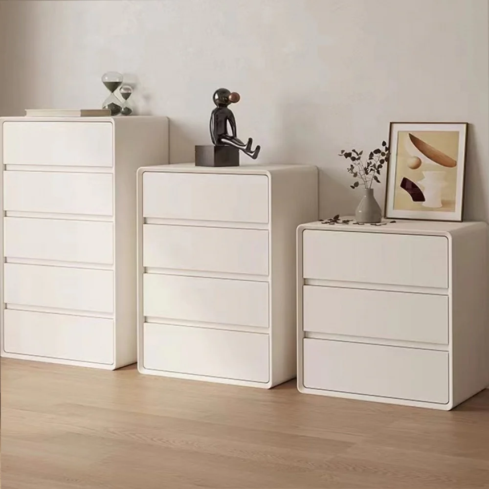 LIVARA NT1037 Faux Leather Surface Invisible Handle Silent Rail Solid Wood Leg Bedside Table - Image 3