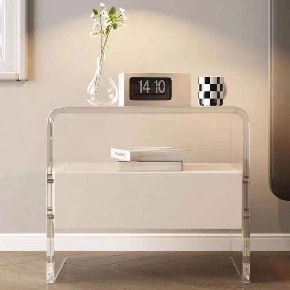 LIVARA NT1045 Baking Paint Solid Wood - Fingerprint Lock Sensor Bedside Table - Image 2
