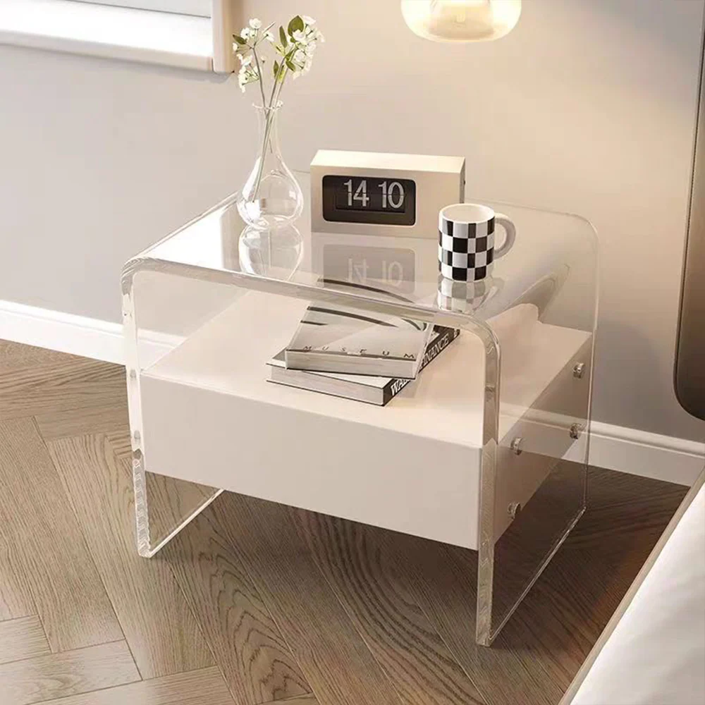 LIVARA NT1045 Baking Paint Solid Wood - Fingerprint Lock Sensor Bedside Table - Image 3