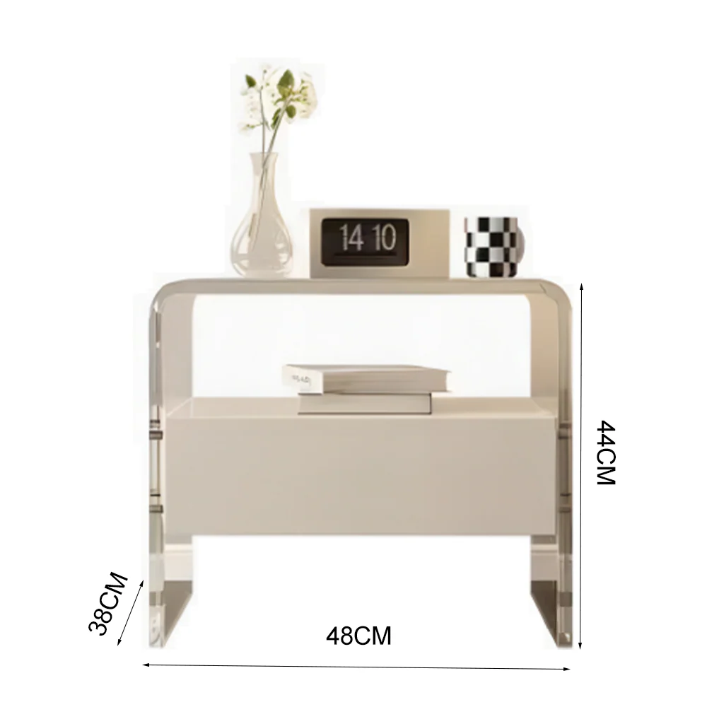 LIVARA NT1045 Baking Paint Solid Wood - Fingerprint Lock Sensor Bedside Table - Image 5