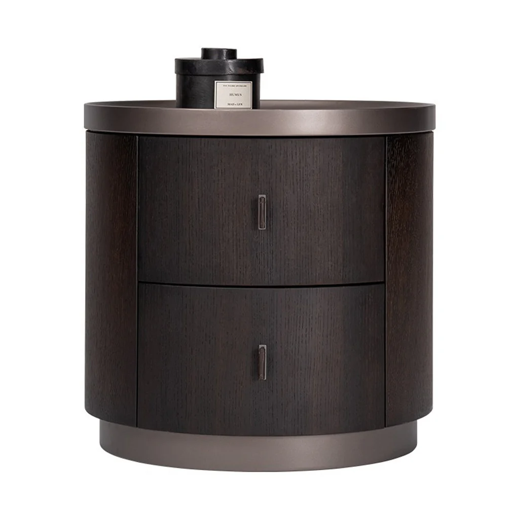 LIVARA NT1047 MDF Veneer Wood Drawer Soft-Close Rail Bedside Table