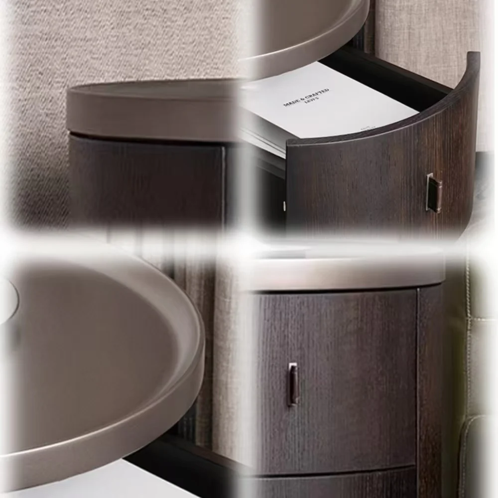 LIVARA NT1047 MDF Veneer Wood Drawer Soft-Close Rail Bedside Table - Image 4
