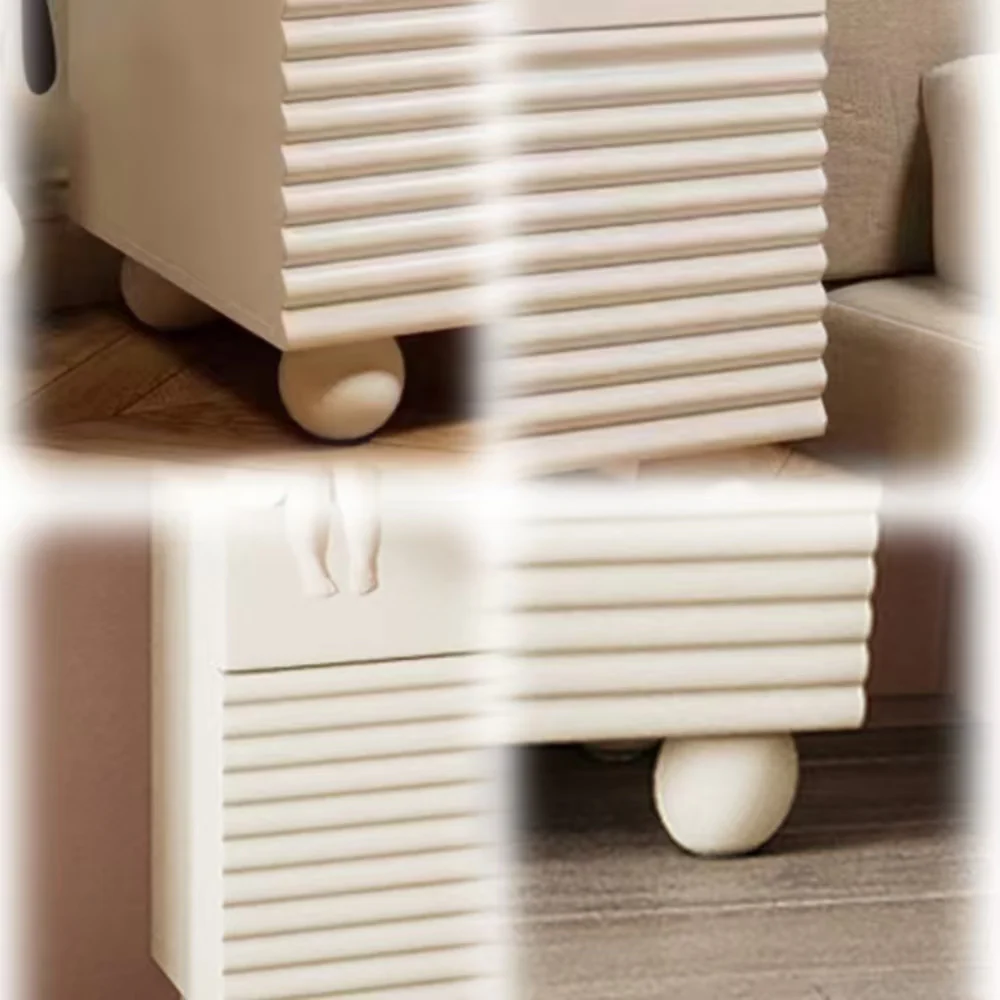 LIVARA NT1048 Cream-Style MDF Painted Solid Wood Drawer Bedside Table - Image 4