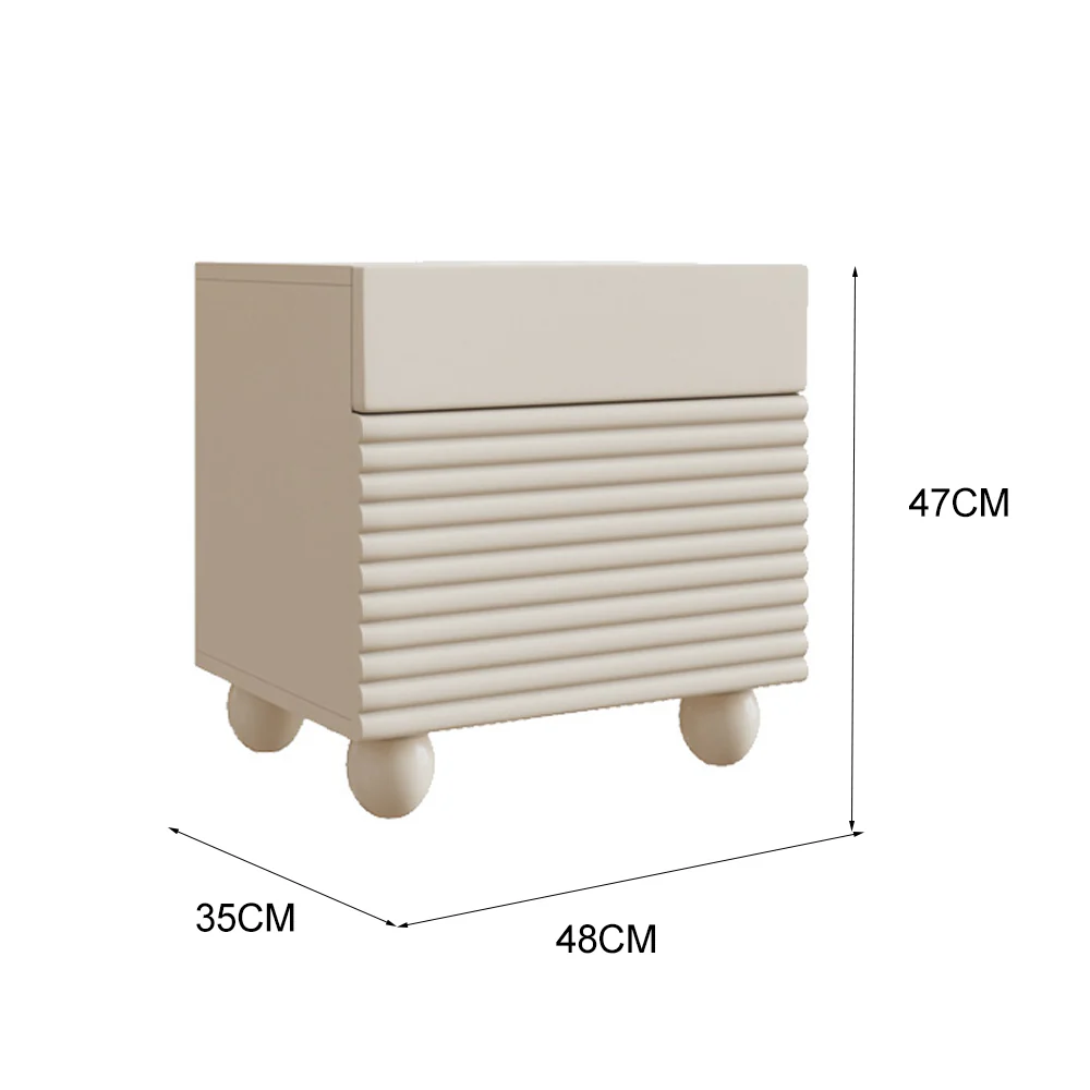 LIVARA NT1048 Cream-Style MDF Painted Solid Wood Drawer Bedside Table - Image 5