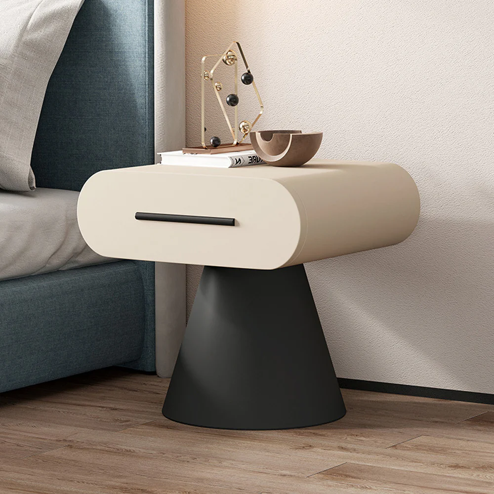 LIVARA NT1049 Minimalist Modern Solid Wood Drawer Soft Bedside Table - Image 2
