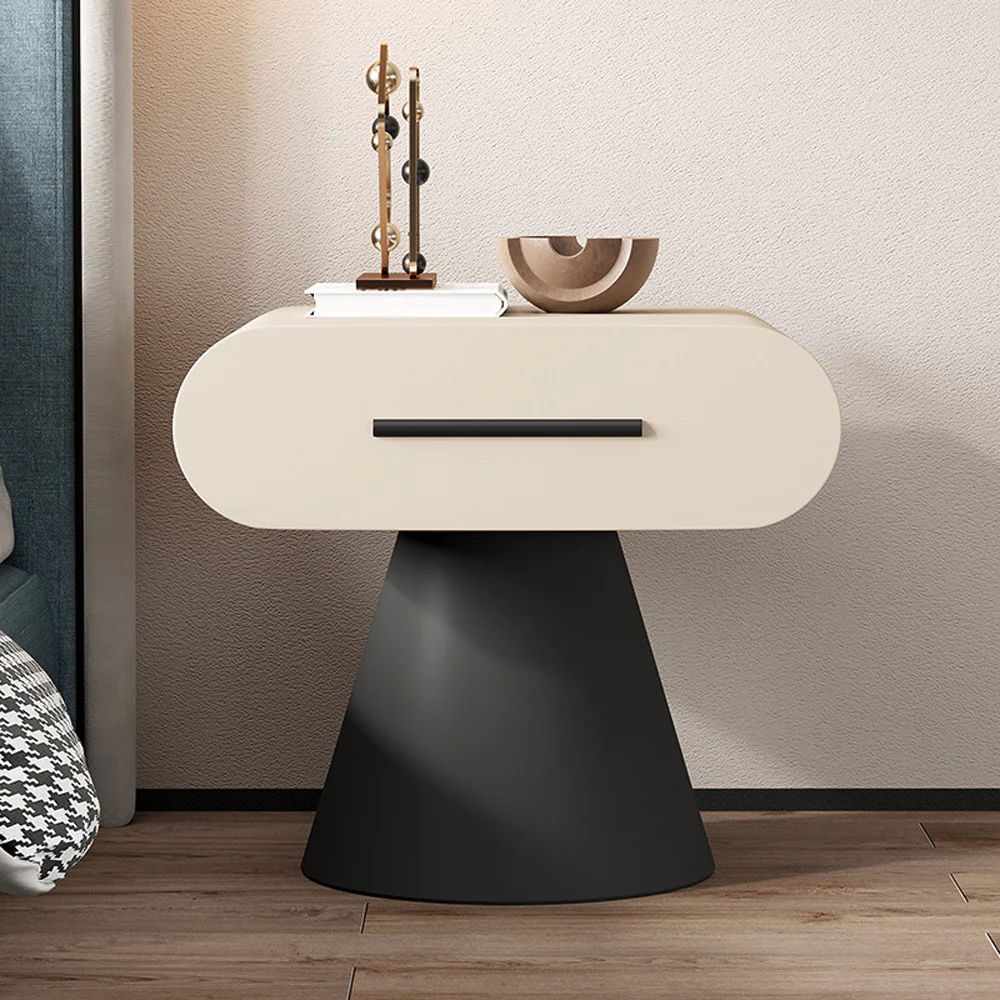 LIVARA NT1049 Minimalist Modern Solid Wood Drawer Soft Bedside Table - Image 3