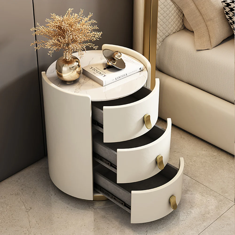 LIVARA NT1061 Sintered Stone Top Solid Wood Drawers Plywood-Bedside Table - Image 4