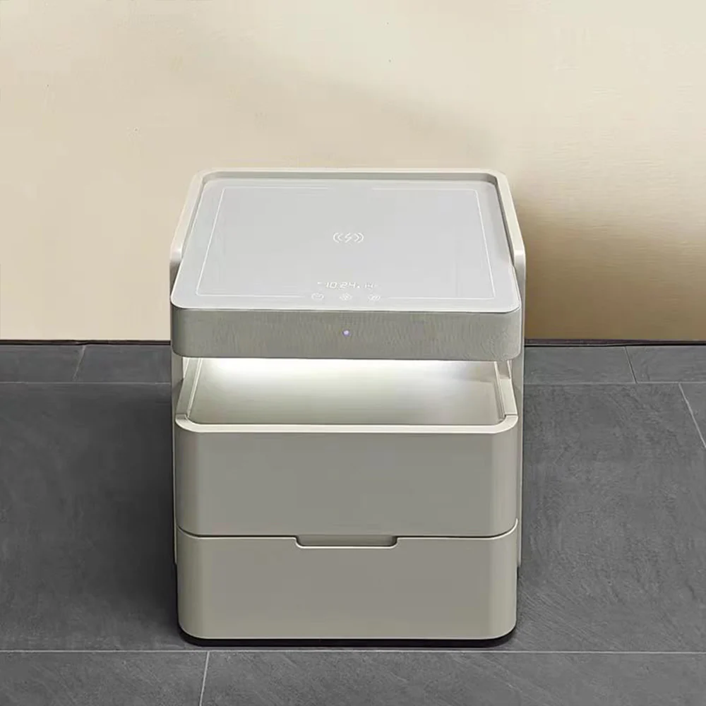 LIVARA NT1063 Built-In Speaker Wireless Charging Integrated Lighting Bedside Table-Light Gray - Image 3