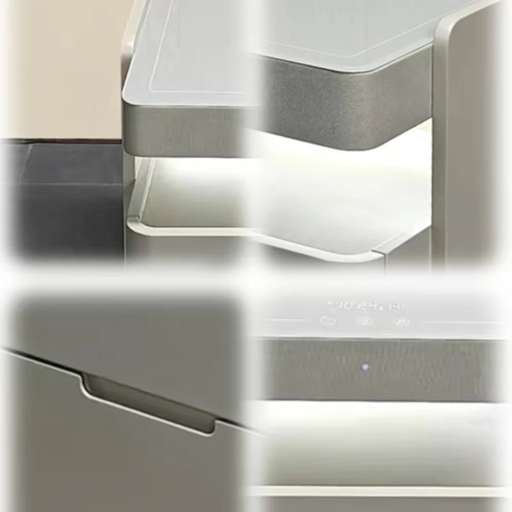 LIVARA NT1063 Built-In Speaker Wireless Charging Integrated Lighting Bedside Table-Light Gray - Image 4