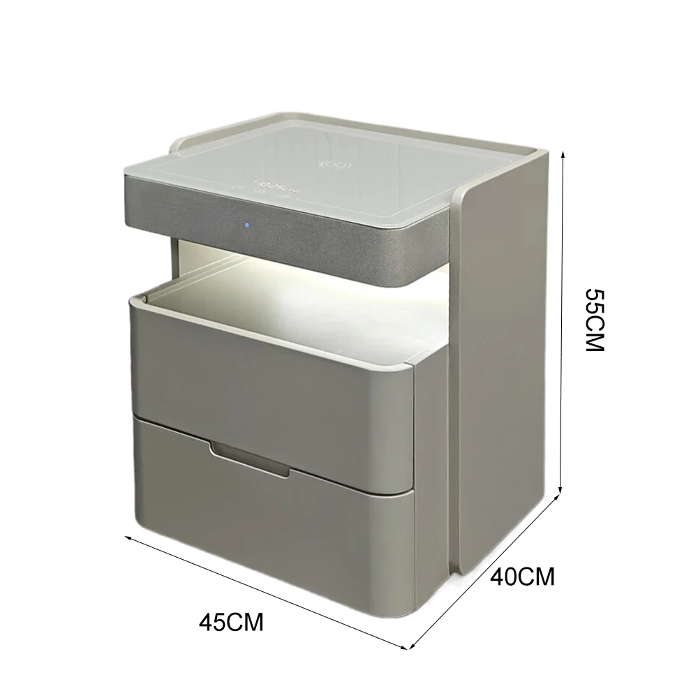 LIVARA NT1063 Built-In Speaker Wireless Charging Integrated Lighting Bedside Table-Light Gray - Image 5