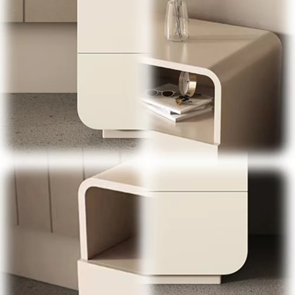 LIVARA NT1066 Baking Paint Finish Solid Wood Drawers - Bedside Table - Image 4