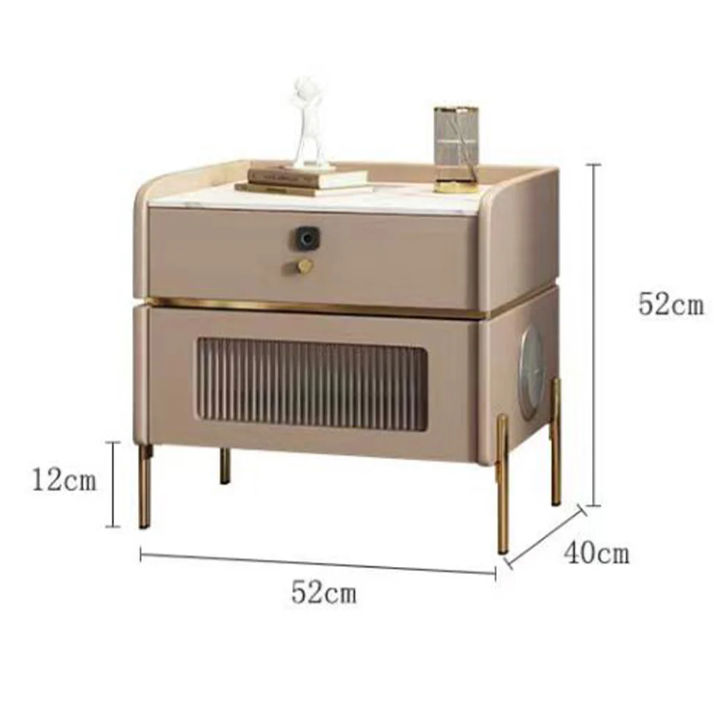 LIVARA NT1071 Solid Wood Sintered Stone Top Bluetooth Speaker Stainless Steel Hardware - Bedside Table - Image 5