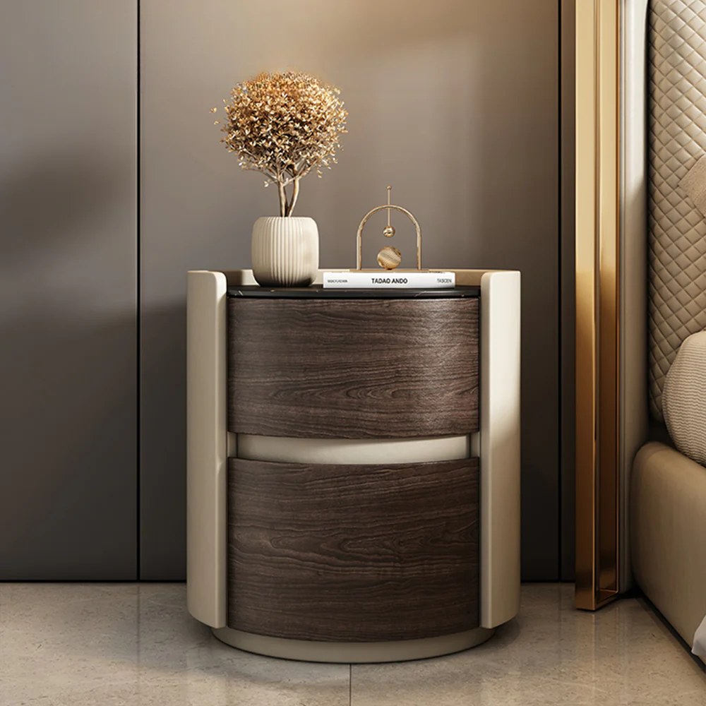 LIVARA NT1076 All-Plywood Sintered Stone Top Solid Wood Drawers - Bedside Table - Image 4