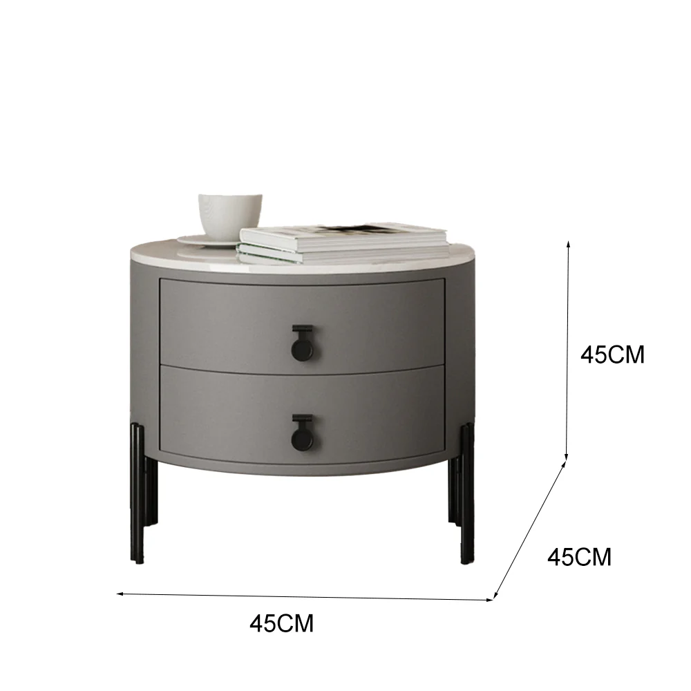 LIVARA NT1077 Plywood Slate Solid Wood Drawer Bedside Table-Gray - Image 5