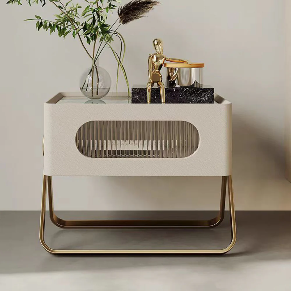 LIVARA NT1389 Solid Wood Drawers Stainless Steel Accents - Bedside Table - Image 4