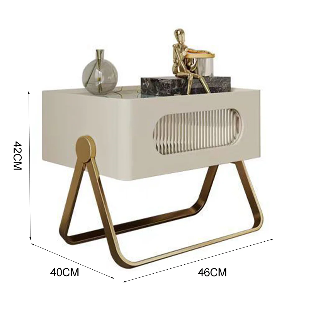 LIVARA NT1389 Solid Wood Drawers Stainless Steel Accents - Bedside Table - Image 6