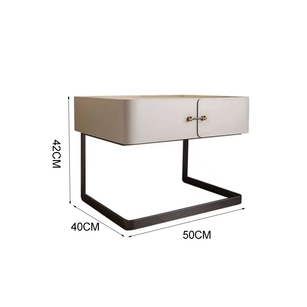 LIVARA NT1390 Baking Paint Finish Metal Base Frame - Solid Wood Bedside Table - Image 5
